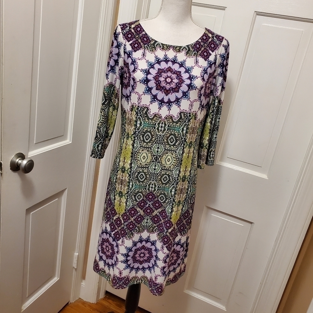 London Times Colorful Knit Dress Size 10 Petite